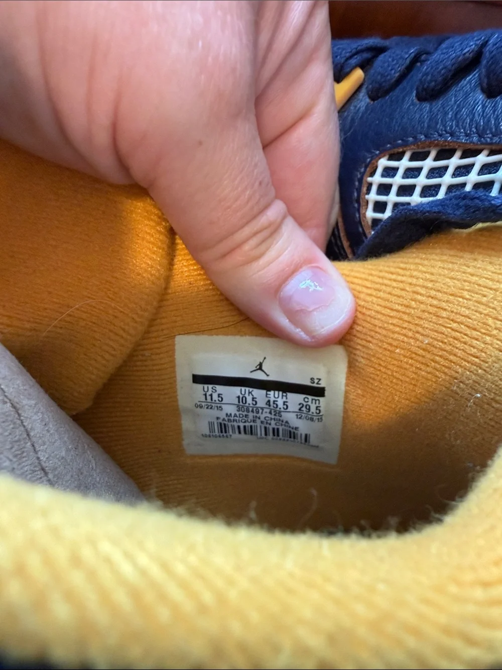 Air Jordan 4 Men’s Navy and Gold Retro Sneakers “Dunk from Above”